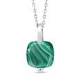thumbnail image 1 of Gem Stone King 5.00 Ct Cushion Green Malachite 925 Sterling Silver Pendant with Chain, 1 of 4