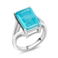 thumbnail image 1 of Gem Stone King 5.00 Ct Emerald Cut Green Turquoise 925 Sterling Silver Ring, 1 of 5