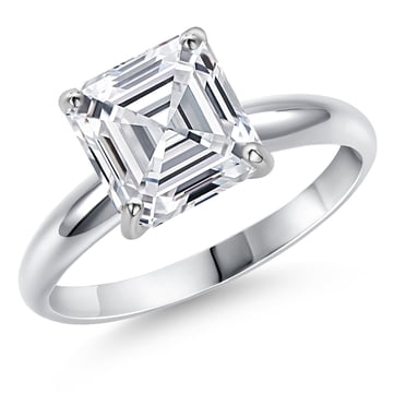 Gem Stone King 5.00 Ct IGI Certified Lab Grown Diamond 14K White Gold Solitaire Engagement Ring for Women | Asscher Cut | D-E Color | VS1-VS2 Clarity | Size 5