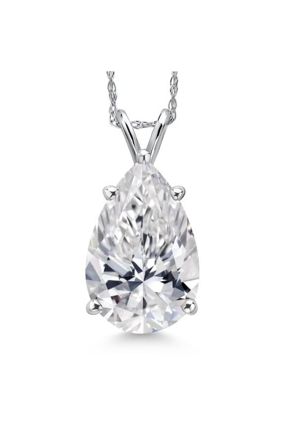 5.00 Cttw IGI Certified Lab Grown Diamond Teardrop Pendant Necklace for Women in 14K White Gold | Pear Shape Diamond | D-E Color | VS1 Clarity | With 18 inch Chain