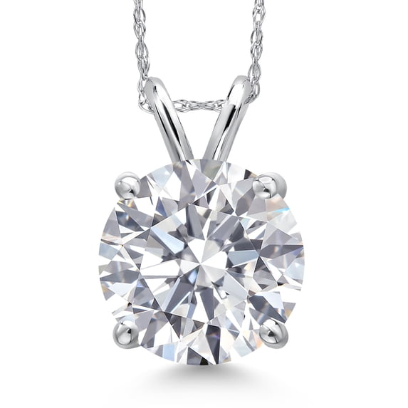 Gem Stone King 5.00 Ct IGI Certified Lab Grown Diamond Pendant Necklace for Women in 14K White Gold | Round Cut | D-E Color | VS1 Clarity | With 18 inch Chain