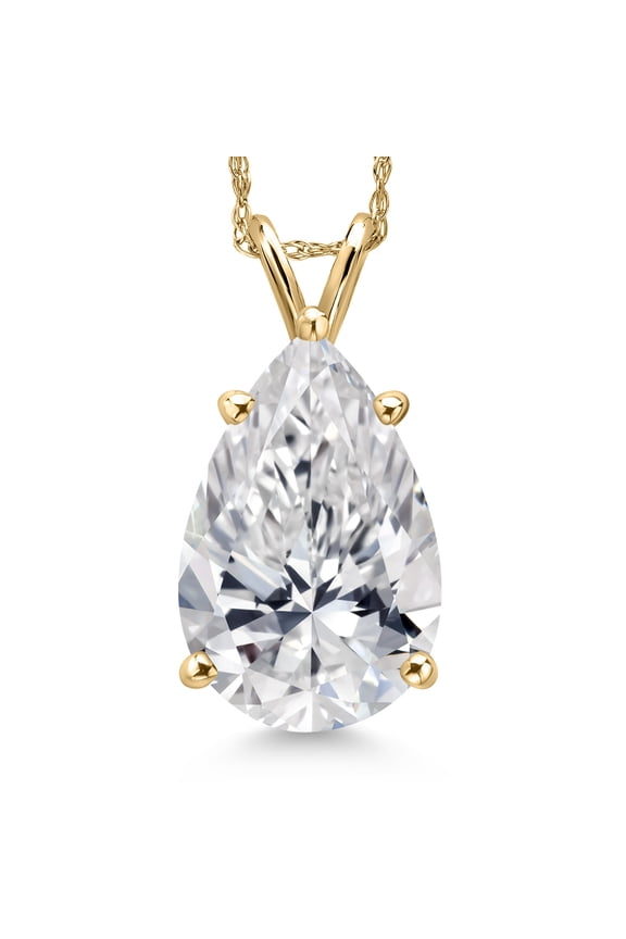 5.00 Cttw IGI Certified Lab Grown Diamond Pendant Necklace for Women in 14K Yellow Gold | Pear Shape Diamond | E-F Color | VS1 Clarity | With 18 inch Chain
