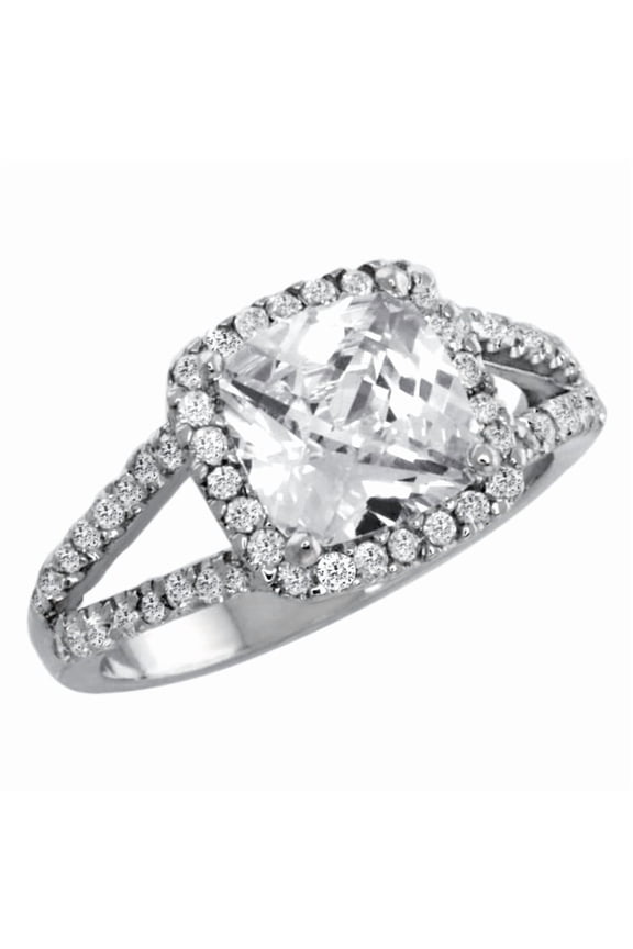 5.00 Cttw Beautiful 8MM Center White Clear Zirconia CZ Engagement Wedding Ring for Women (Size 9)