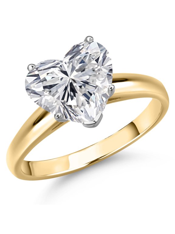 5.00 Cttw IGI Certified Lab Grown Diamond in 2-Tone 14K White and Yellow Gold Solitaire Engagement Ring for Women | Heart Shape | D-E Color | VS1-VS2 Clarity | Size 9
