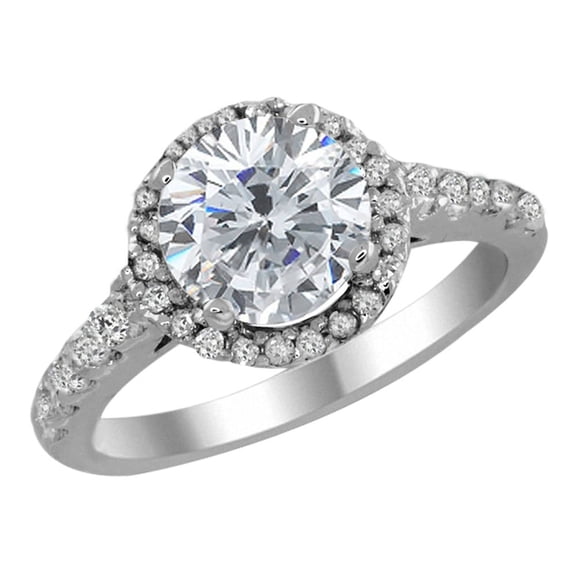 Gem Stone King 5.00 Cttw Round Clear White Zirconia CZ Engagement Wedding Ring for Women | Center CZ:8MM | Band Width:2MM (Size 8)