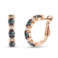 thumbnail image 1 of Gem Stone King 5.04 Ct Oval Green Mystic Topaz White Topaz 18K Rose Gold Plated Silver Hoop Earrings, 1 of 4