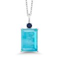 thumbnail image 1 of Gem Stone King 5.15 Ct Green Turquoise Blue Sapphire 925 Sterling Silver Pendant with Chain, 1 of 4
