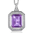 thumbnail image 1 of Gem Stone King 5.20 Ct Emerald Cut Purple Amethyst 925 Sterling Silver Pendant, 1 of 4