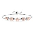 thumbnail image 1 of Gem Stone King 5.20 Ct Oval Peach Morganite White Created Sapphire 925 Sterling Silver Bracelet for Women, 1 of 4