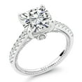 thumbnail image 1 of Gem Stone King 5.27 Cttw Moissanite and Created Sapphire Engagement Ring for Women in 925 Sterling Silver | Cushion 10MM (Size 6), 1 of 5