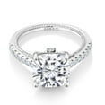 thumbnail image 1 of Gem Stone King 5.27 Cttw White Moissanite and White Created Sapphire Engagement Ring for Women | 925 Sterling Silver | Cushion 10MM | Wedding Engagement Anniversary Promise Ring for Women | Size 5, 1 of 6