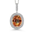 thumbnail image 1 of Gem Stone King 5.41 Ct Oval Ecstasy Mystic Topaz 925 Sterling Silver Pendant with Chain, 1 of 6