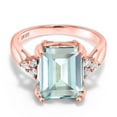 thumbnail image 1 of Gem Stone King 5.59 Ct Octagon Sky Blue Simulated Aquamarine 18K Rose Gold Plated Silver Ring, 1 of 5