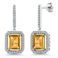 thumbnail image 1 of Gem Stone King 5.62 Ct Octagon Yellow Citrine 925 Sterling Silver Earrings, 1 of 6