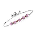 thumbnail image 1 of Gem Stone King 5.75 Ct Round Pink Created Sapphire Red Garnet 925 Sterling Silver Tennis Bracelet for Women, 1 of 3