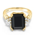 thumbnail image 1 of Gem Stone King 5.95 Ct Octagon Black Onyx 18K Yellow Gold Plated Silver Ring, 1 of 6