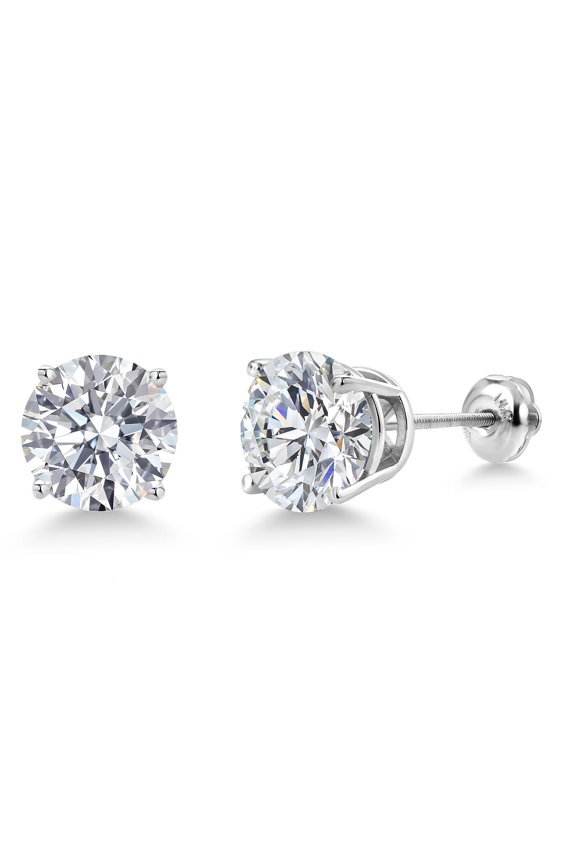 6.00 Cttw 14K White Gold IGI Certified White Lab Grown Diamond Stud Basket Setting Earrings for Women Men | 3 Ct Each Round 9MM | E-F Color | VS1-VS2 Clarity | With Secure Screw Backs