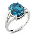 thumbnail image 1 of Gem Stone King 6.00 Cttw London Blue Topaz Ring for Women | 925 Sterling Silver | Gemstone November Birthstone | Oval 12X10MM | Available in Size 5,6,7,8,9, 1 of 5