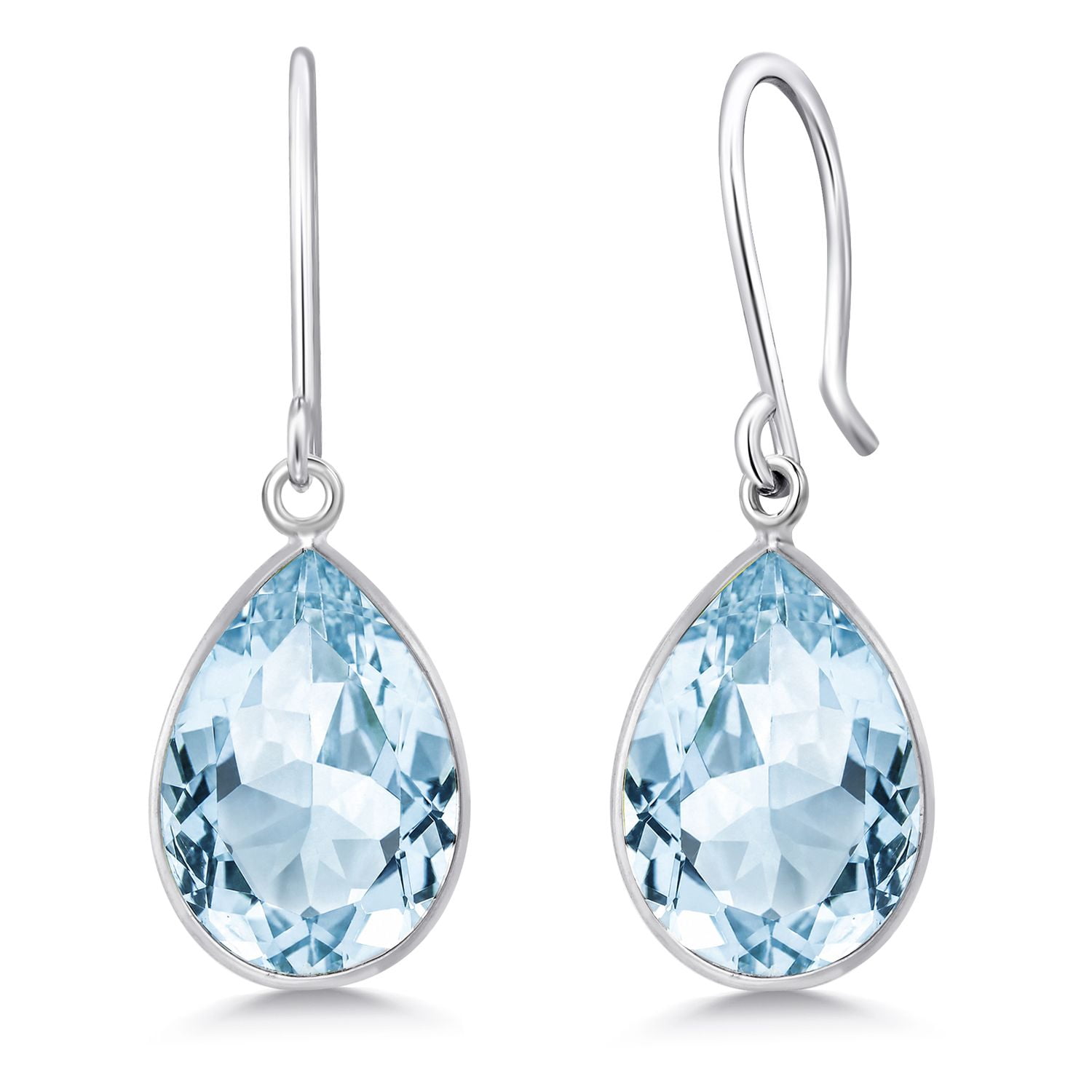 Gem Stone King 6.00 Cttw Swiss Blue Topaz Earrings in 925 Sterling Silver | Pear Shaped 12X9MM | Gemstone Birthstone | Drop Dangle Teardrop Earrings for Women