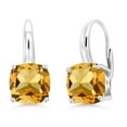 thumbnail image 1 of Gem Stone King 6.00 Cttw Yellow Citrine Earrings for Women in 925 Sterling Silver | Gemstone Birthstone | Cushion Cut 8MM, 1 of 5