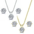thumbnail image 1 of Gem Stone King 6.00 Ctw White CZ Two Set of Yellow and White Pendant and Earrings Jewelry Set with 18 inches Chain, 1 of 3
