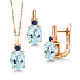 thumbnail image 1 of Gem Stone King 6.06 Ct Sky Blue Topaz Blue Sapphire 18K Rose Gold Plated Silver Pendant and Earrings Jewelry Set, 1 of 4