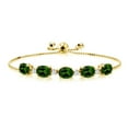 thumbnail image 1 of Gem Stone King 6.20 Ct Green Chrome Diopside White Created Sapphire 18K Yellow Gold Plated Silver Bracelet for Women, 1 of 4