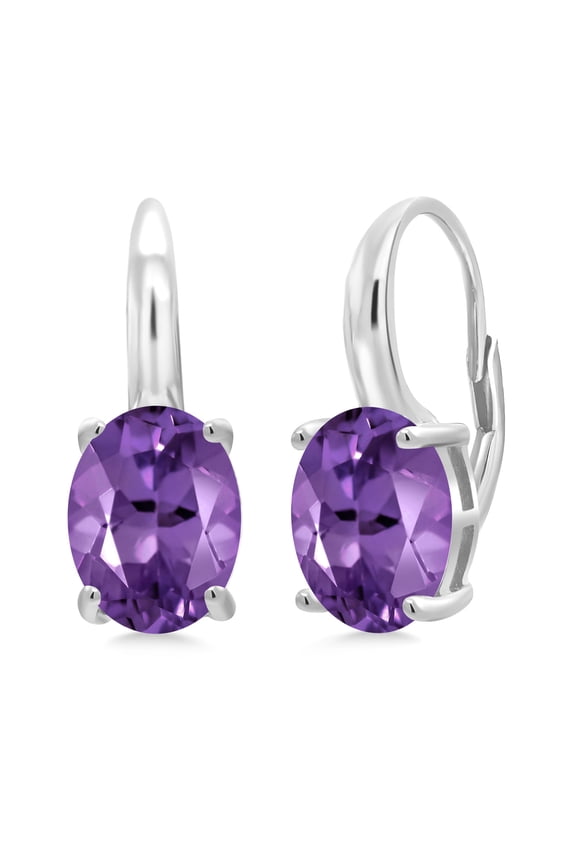 6.40 Ct Oval Purple Amethyst 925 Sterling Silver Earrings
