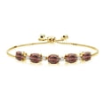 thumbnail image 1 of Gem Stone King 6.51 Ct Red Tiger Eye E-F Lab Grown Diamond 18K Yellow Gold Plated Silver Bracelet for Women, 1 of 4