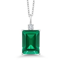 Gem Stone King 6.60 Ct Green Nano Emerald E-F Lab Grown Diamond 925 Sterling Silver Pendant