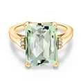 thumbnail image 1 of Gem Stone King 6.67 Cttw Green Prasiolite Engagement Ring for Women | 18K Yellow Gold Plated Silver| Octagon Checkerboard 14X10MM | Gemstone Birthstone | Size 6, 1 of 5