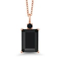 thumbnail image 1 of Gem Stone King 6.70 Ct Emerald Cut Black Onyx 18K Rose Gold Plated Silver Pendant with Chain, 1 of 4