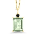 thumbnail image 1 of Gem Stone King 6.70 Ct Green Prasiolite Black Onyx 18K Yellow Gold Plated Silver Pendant, 1 of 4