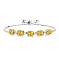 thumbnail image 1 of Gem Stone King 6.70 Ct Oval Yellow Citrine White Created Sapphire 925 Sterling Silver Bracelet for Women, 1 of 4