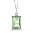 thumbnail image 1 of Gem Stone King 6.73 Cttw Green Prasiolite and White Created Sapphire Pendant Necklace for Women | 925 Sterling Silver | Gemstone Birthstone | With 18 inch Silver Chain, 1 of 4
