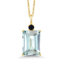 Gem Stone King 6.74 Ct Sky Blue Simulated Aquamarine Onyx 18K Yellow Gold Plated Silver Pendant