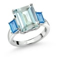 thumbnail image 1 of Gem Stone King 6.81 Ct Sky Blue Simulated Aquamarine Swiss Blue Topaz 925 Sterling Silver Ring (Size 6), 1 of 3