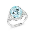 thumbnail image 1 of Gem Stone King 6.82 Ct Oval Sky Blue Topaz 925 Sterling Silver Ring, 1 of 5
