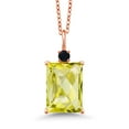 thumbnail image 1 of Gem Stone King 6.95 Ct Octagon Lemon Quartz Black Onyx 18K Rose Gold Plated Silver Pendant, 1 of 4