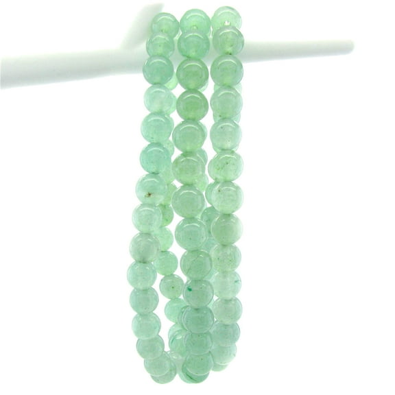 Gem Stone King 6MM Stackable Green Aventurine Bead Stretchy Bracelet / Necklace