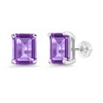 thumbnail image 1 of Gem Stone King 7.00 Ct Octagon 10x8mm Purple Amethyst 14K White Gold Stud Earrings for Women Men, 1 of 5