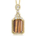 thumbnail image 1 of Gem Stone King 7.10 Ct Brown Tiger Eye 18K Yellow Gold Plated Silver Pendant with Chain, 1 of 4
