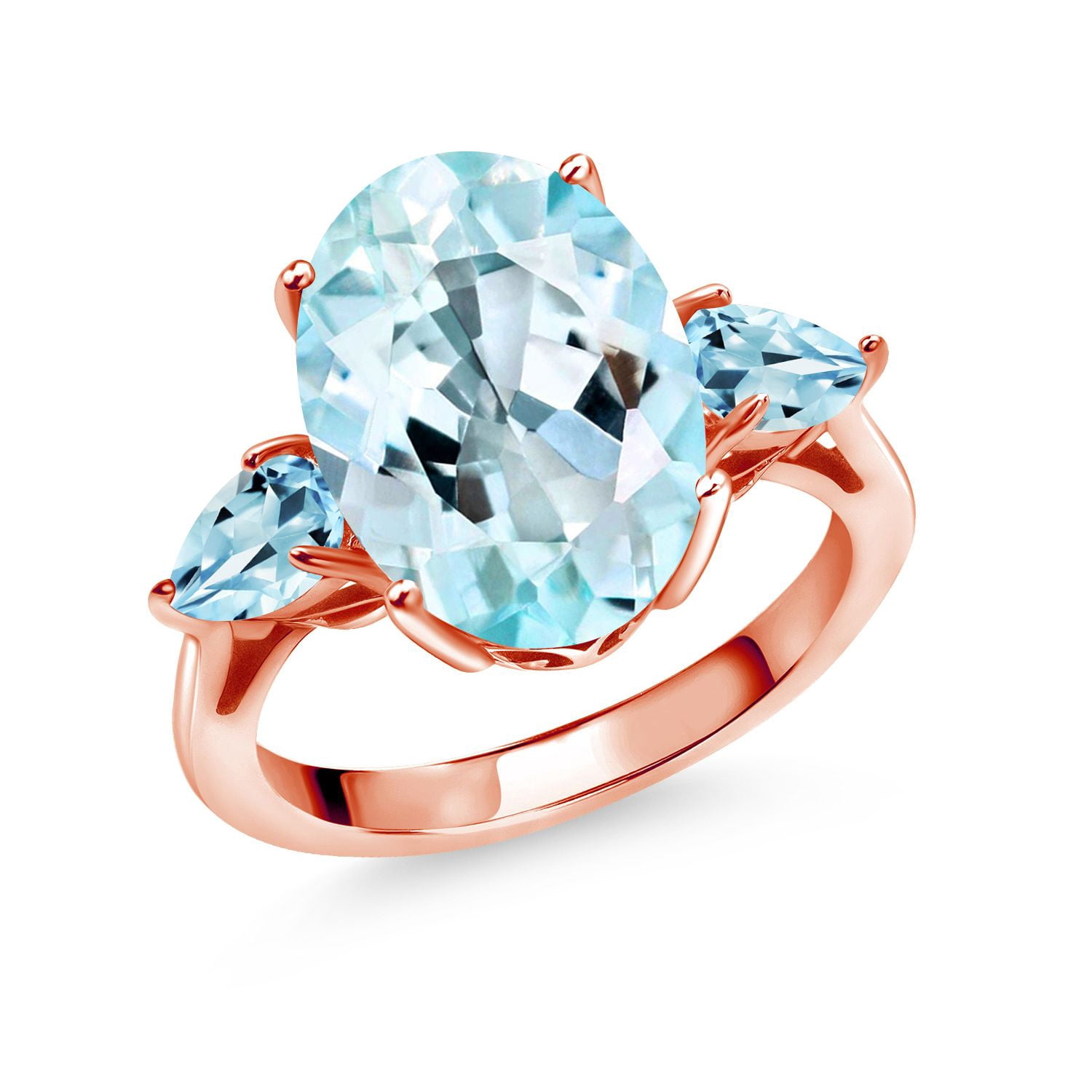 Gem Stone King 7.18 Ct Oval Sky Blue Topaz 18K Rose Gold Plated Silver ...