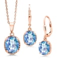 thumbnail image 1 of Gem Stone King 7.20 Ct Millennium Blue Mystic Quartz 18K Rose Gold Plated Silver Pendant and Earrings Jewelry Set, 1 of 5