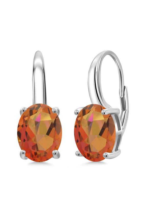 7.20 Cttw Oval 11X9MM Twilight Orange Mystic Quartz 925 Sterling Silver Earrings for Women