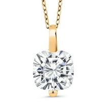 Gem Stone King 7.23 Ct Cushion White Zirconia 18K Yellow Gold Plated Silver Pendant with Chain