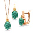 thumbnail image 1 of Gem Stone King 7.71 Ct Green Malachite Yellow Citrine 18K Rose Gold Plated Silver Pendant and Earrings Jewelry Set, 1 of 4