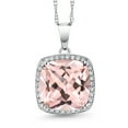 thumbnail image 1 of Gem Stone King 7.79 Ct Peach Nano Morganite White Created Sapphire 10K White Gold Pendant with Chain, 1 of 5