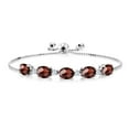 thumbnail image 1 of Gem Stone King 7.87 Ct Oval Checkerboard Red Garnet White Created Sapphire 925 Silver Bracelet for Women, 1 of 4