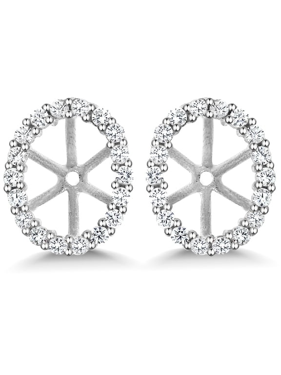 7X5MM Oval White Zirconia Halo Removable Earring Jackets for Women in 925 Sterling Silver